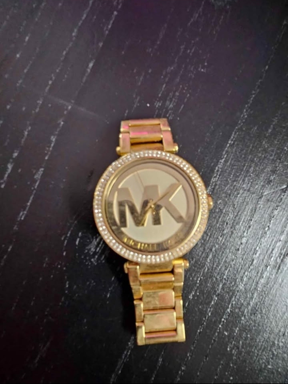 Michael Kors Gold-Tone MK Logo Crystal Bezel Women's Watch - Picture 1 of 1